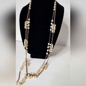 Vintage double gold chain with pearl clusters